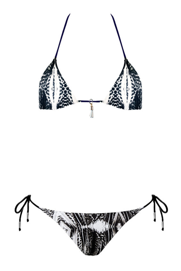 Maillot de bain femme 1 pièce noir triangle tressé dans le dos or tendance  et élégant - Beliza Swimwear